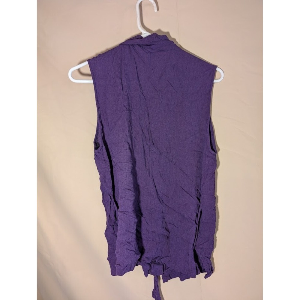 Vintage Kathie Lee Collection Blouse Medium Purple Sleeveless Button Front - Picture 2 of 3